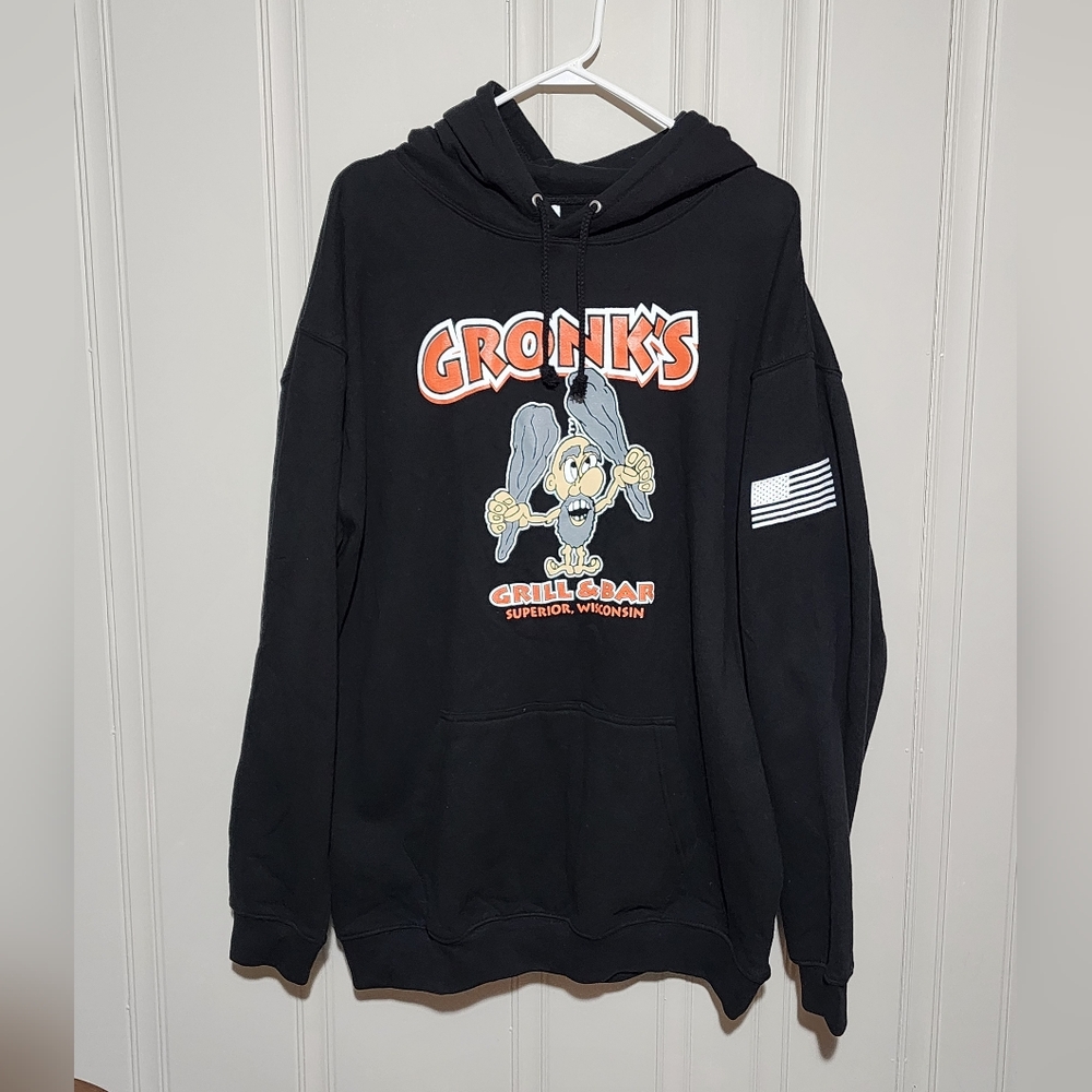 Gronk's Bar Superior, WI Black Hooded Sweatshirt XXL Northwoods Bar